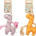 ლეკვის სათამაშო ბრიტი ირემი თოკით ყვითელი და ვარდისფერი 16,5სმ / Puppy Toy  Britty Deer with rope Multiple colours 16,5cm