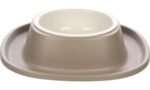 საკვებისა და სასმელის თასი რეზინის სადგამით L დიამ. 13,5სმ 27,5x6სმ 600მლ / Feeding and drinking bowl with holder ilko L taupe Dia13,5cm 27,5x6cm 600ml