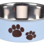 საკვებისა და სასმელის თასი ღია ლურჯი/ვერცხლისფერი 300მლ / Feeding and drinking bowl Kena Round Light blue & Silver 300ml