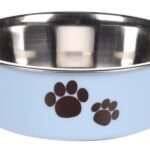 საკვებისა და სასმელის თასი ღია ლურჯი/ვერცხლისფერი 450მლ / Feeding and drinking bowl Kena Round Light blue & Silver 450ml