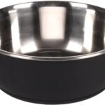 საკვებისა და სასმელის თასი შავი და ვერცხლისფერი 950 მლ / Feeding and drinking bowl Tobias Round Black & Silver 950ml