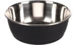 საკვებისა და სასმელის თასი შავი და ვერცხლისფერი 950 მლ / Feeding and drinking bowl Tobias Round Black & Silver 950ml