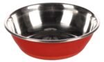 საკვებისა და სასმელის თასი წითელი და ვერცხლისფერი 300მლ / Feeding and drinking bowl Tobias Round Red & Silver 300ml