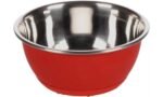 საკვებისა და სასმელის თასი წითელი და ვერცხლისფერი 500მლ / Feeding and drinking bowl Tobias Round Red & Silver 500ml