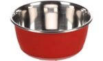საკვებისა და სასმელის თასი წითელი და ვერცხლისფერი 950 მლ / Feeding and drinking bowl Tobias Round Red & Silver 950ml