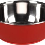 საკვებისა და სასმელის თასი წითელი და ვერცხლისფერი 3700მლ / Feeding and drinking bowl Tobias Round Red & Silver 3700ml
