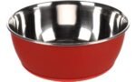 საკვებისა და სასმელის თასი წითელი და ვერცხლისფერი 3700მლ / Feeding and drinking bowl Tobias Round Red & Silver 3700ml